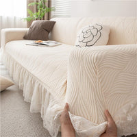 Stretch Sofa Chair Cover with Ruffled Lace Trim