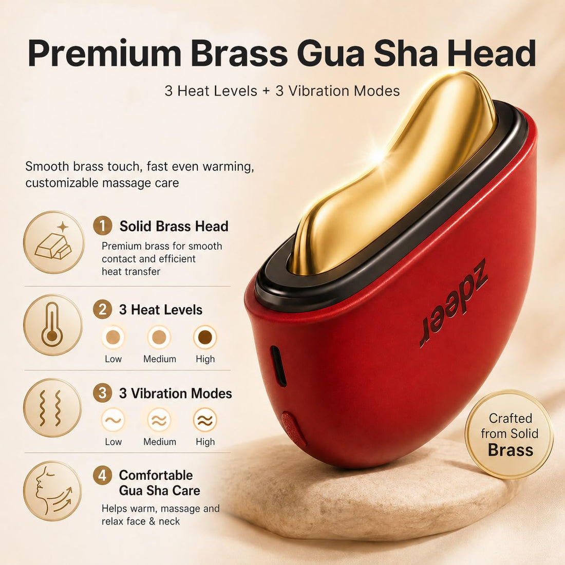 Red Light Facial Massager with Heat & Vibration, Face & Neck Tool