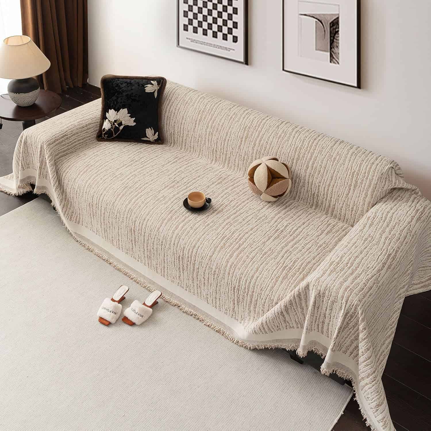 Chenille Non-Slip Sided Slipcover for Corner Sofa