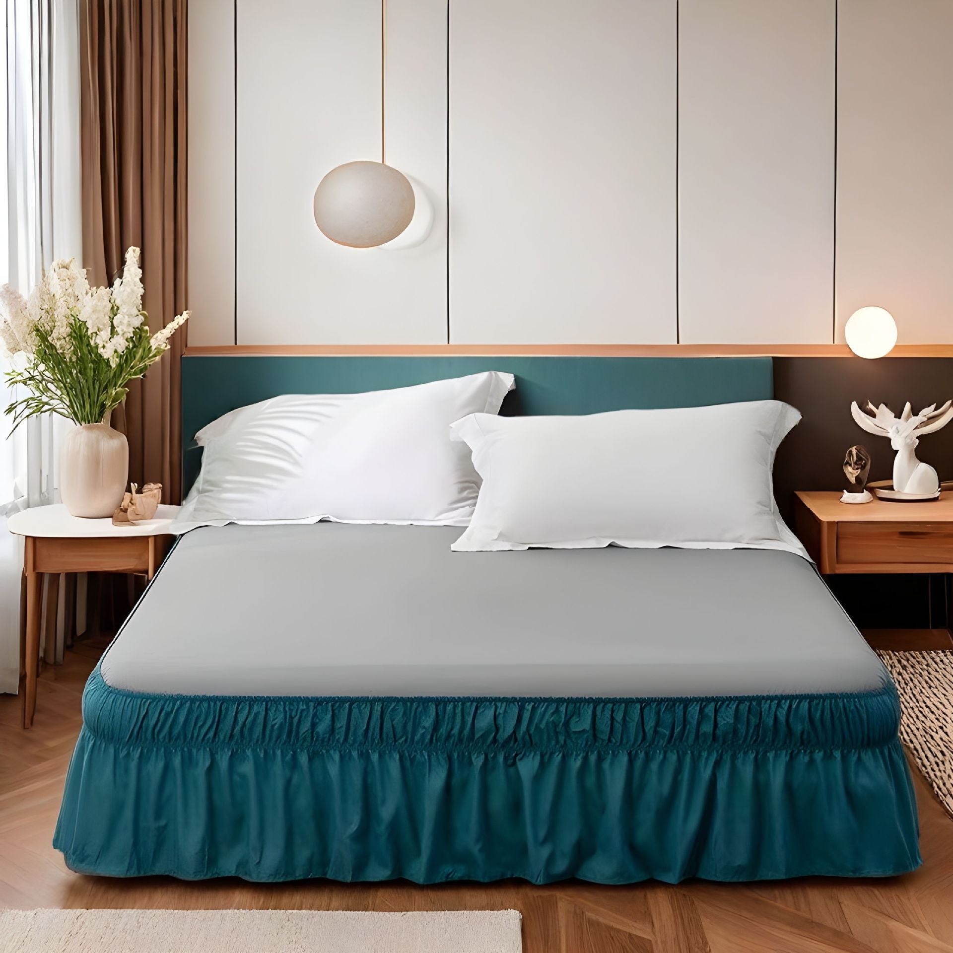 Ga Trải Giường Xếp Nếp Dễ Dàng – Trang Trí Giường Mềm Có Thể Giặt Được với Dây Đai Đàn Hồi Điều Chỉnh