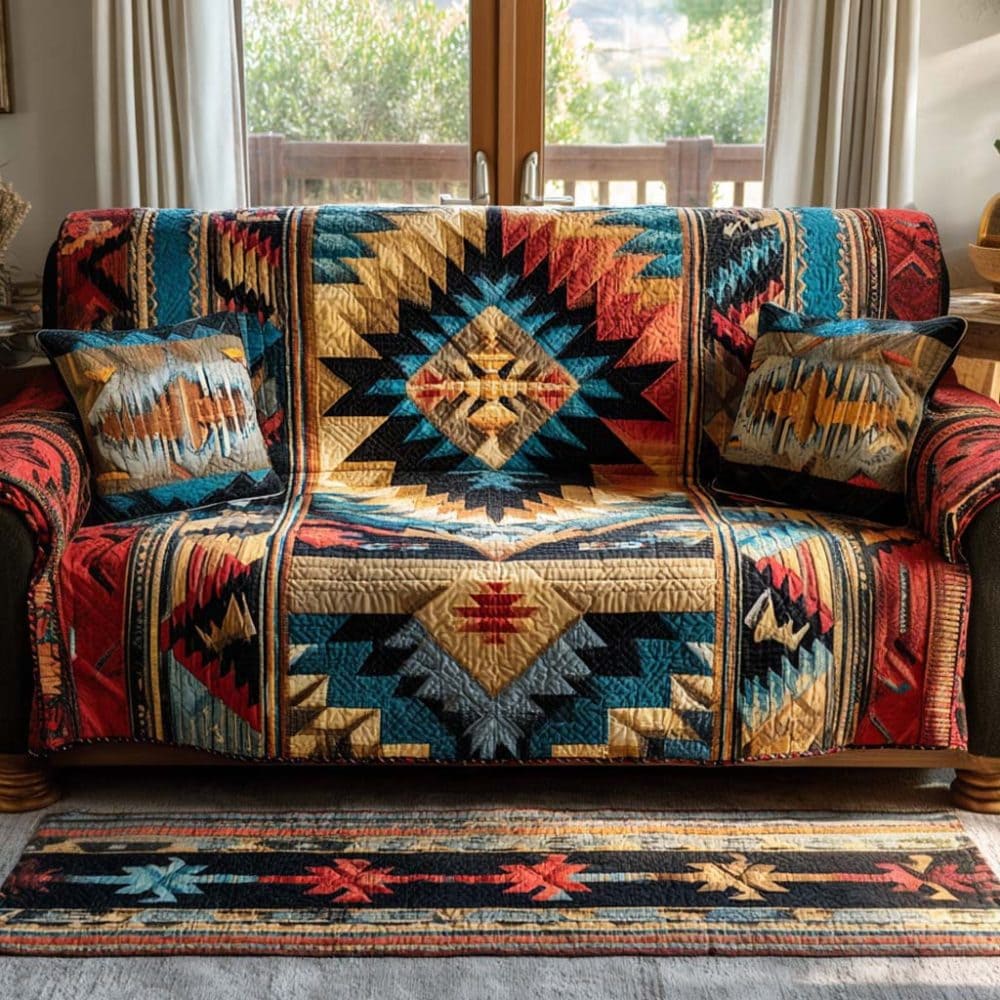 Festive Paw Quilted Sofa Cover