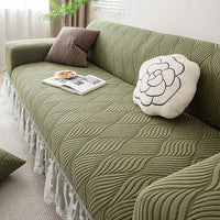 Stretch Sofa Chair Cover with Ruffled Lace Trim