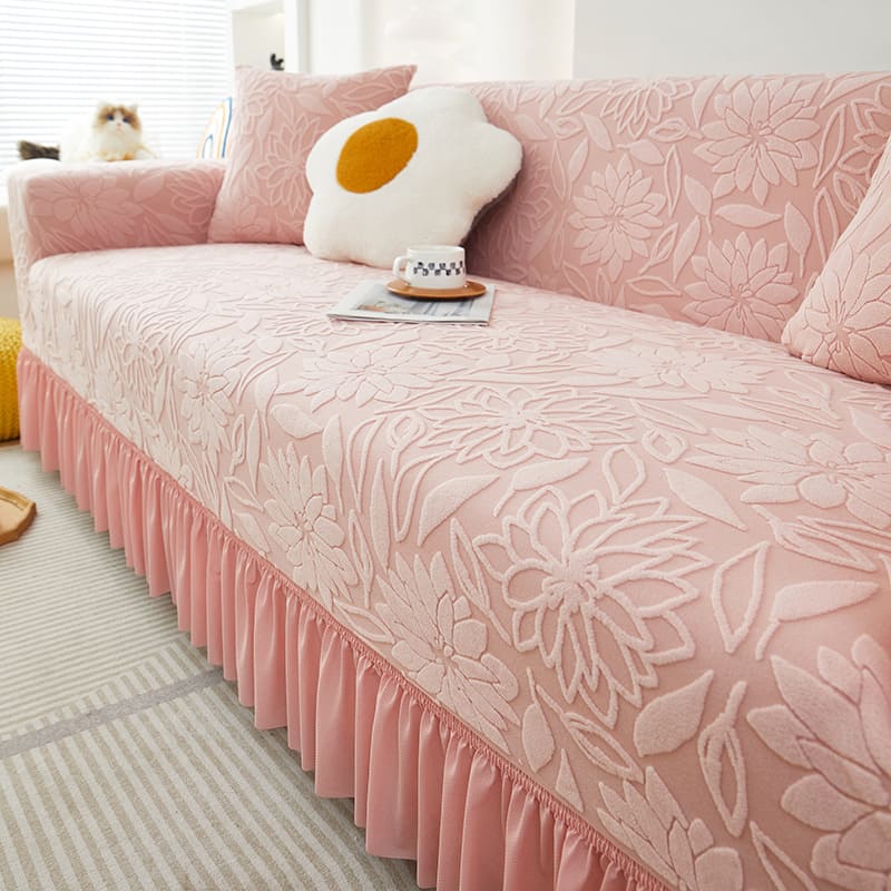 Sofa cover with camellia flower pattern