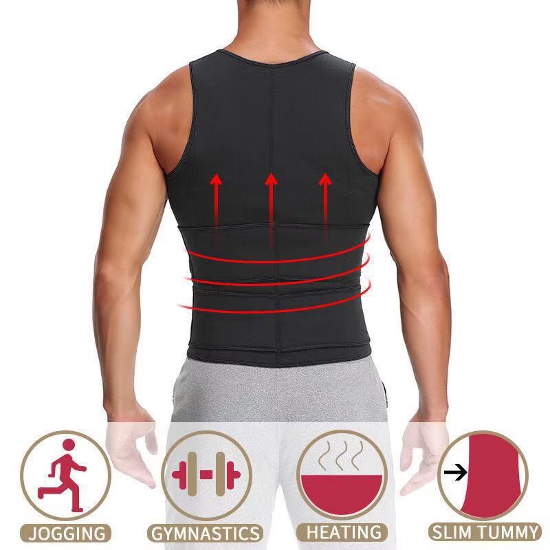 Men Body Shaper Sauna Vest Waist Trainer Double Belt