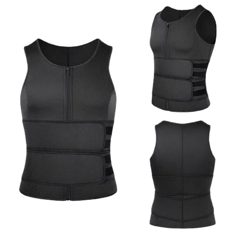 Men Body Shaper Sauna Vest Waist Trainer Double Belt