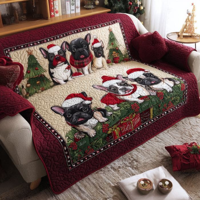 Festive Paw Quilted Sofa Cover