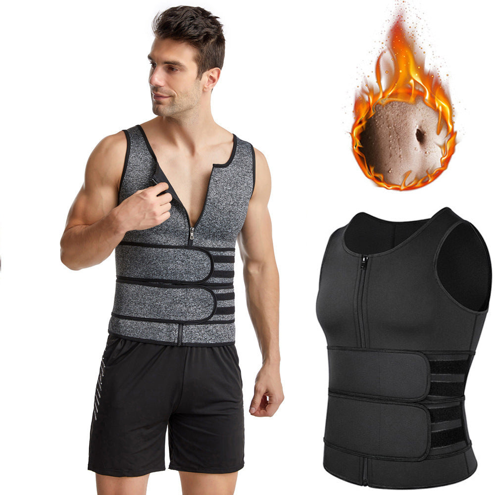 Men Body Shaper Sauna Vest Waist Trainer Double Belt