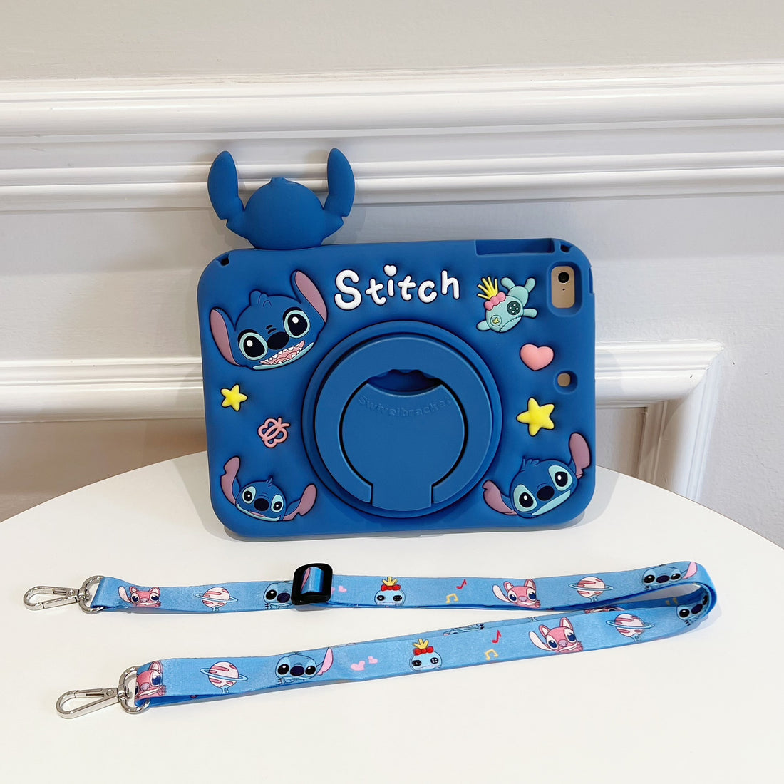 Tablet protective case with rotating stand, anti-drop silicone design, and built-in pen slot