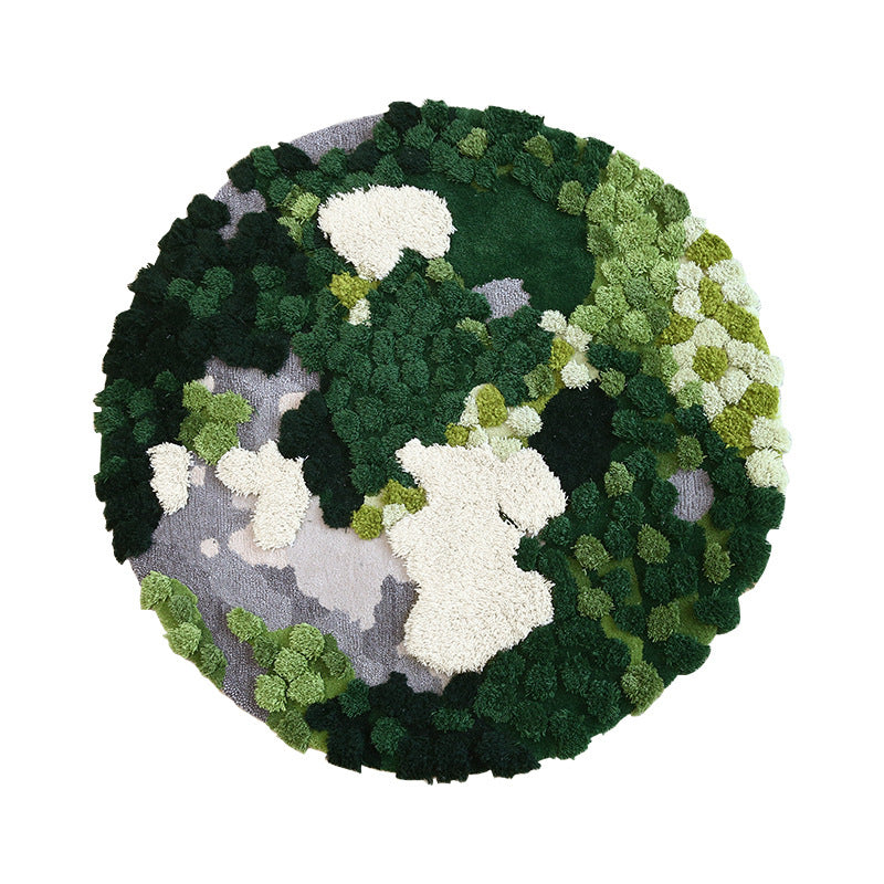 Forest Moss Hand-Tufted Green Abstract Area Rug | Sculptural Texture
