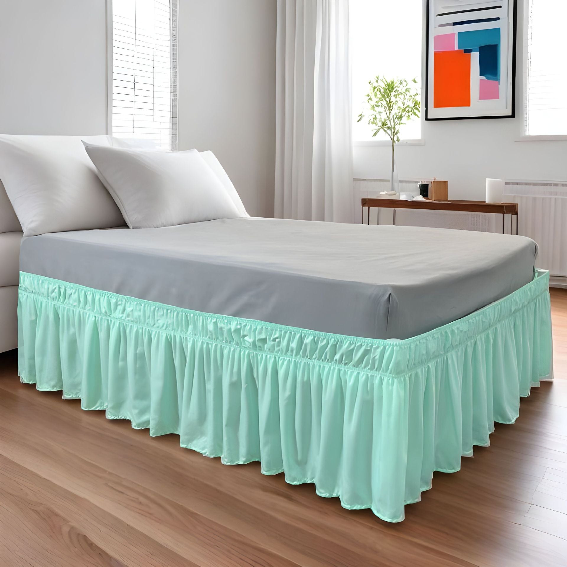 Ga Trải Giường Xếp Nếp Dễ Dàng – Trang Trí Giường Mềm Có Thể Giặt Được với Dây Đai Đàn Hồi Điều Chỉnh