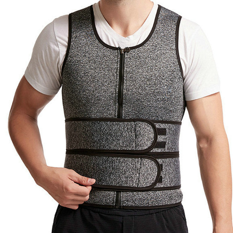 Men Body Shaper Sauna Vest Waist Trainer Double Belt