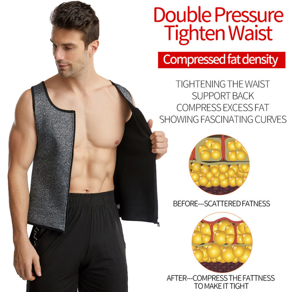 Men Body Shaper Sauna Vest Waist Trainer Double Belt