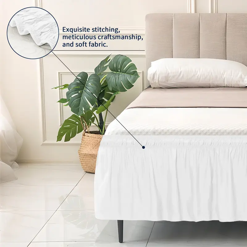 Ga Trải Giường Xếp Nếp Dễ Dàng – Trang Trí Giường Mềm Có Thể Giặt Được với Dây Đai Đàn Hồi Điều Chỉnh