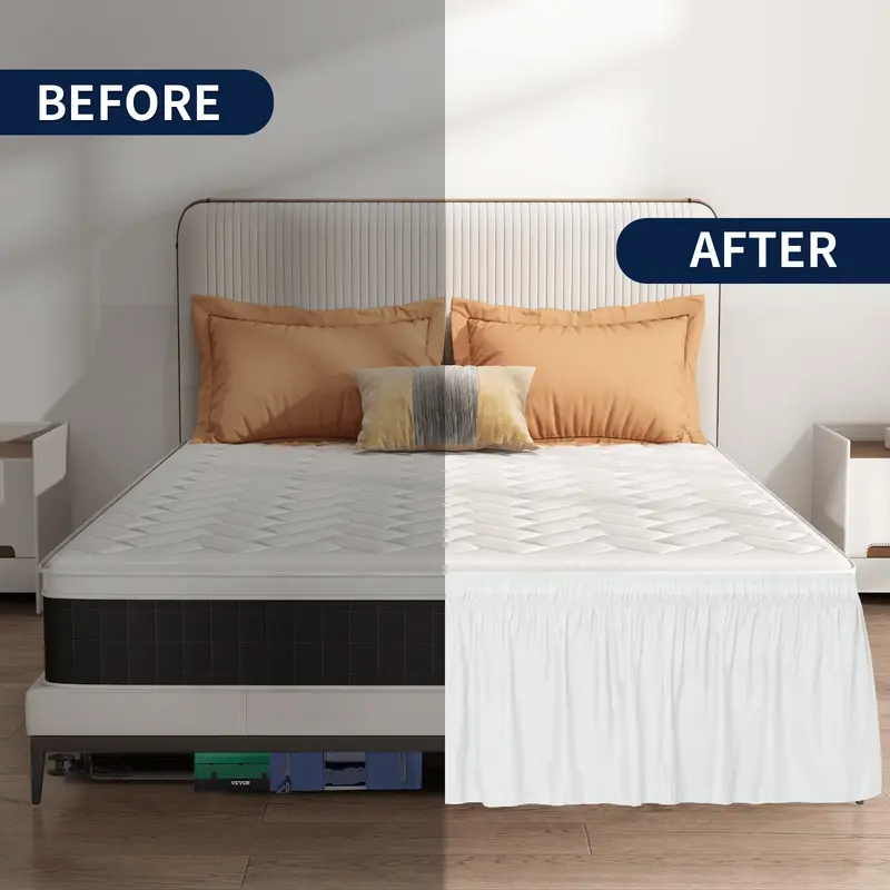 Ga Trải Giường Xếp Nếp Dễ Dàng – Trang Trí Giường Mềm Có Thể Giặt Được với Dây Đai Đàn Hồi Điều Chỉnh