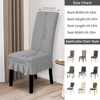 The chair cover has a skirt, is thick, stain-resistant, and elastic.