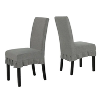 The chair cover has a skirt, is thick, stain-resistant, and elastic.