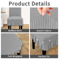 The chair cover has a skirt, is thick, stain-resistant, and elastic.