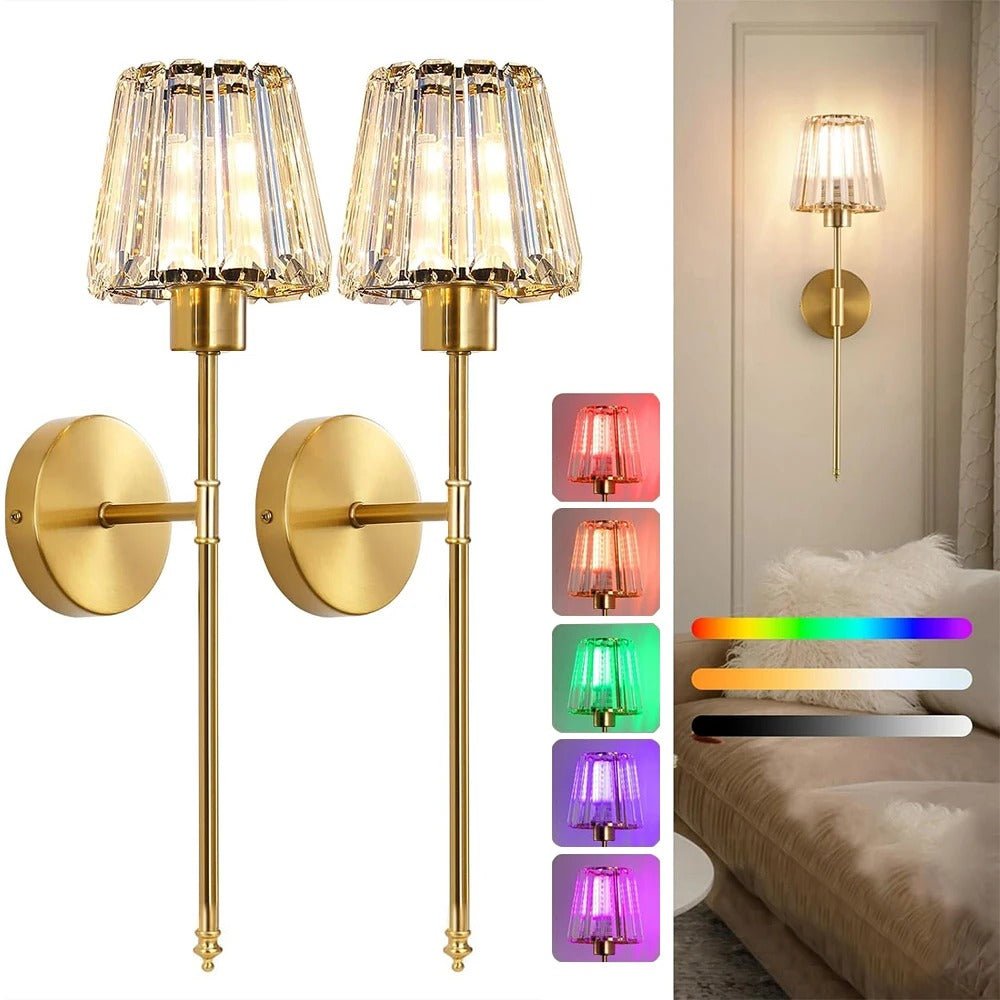 Battery operated crystal wall lamp