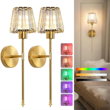 Battery operated crystal wall lamp