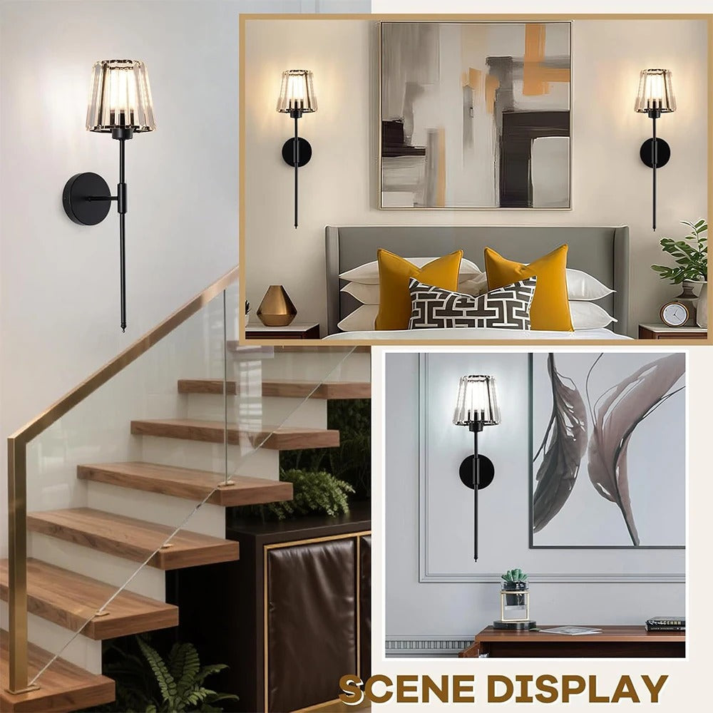 Battery operated crystal wall lamp