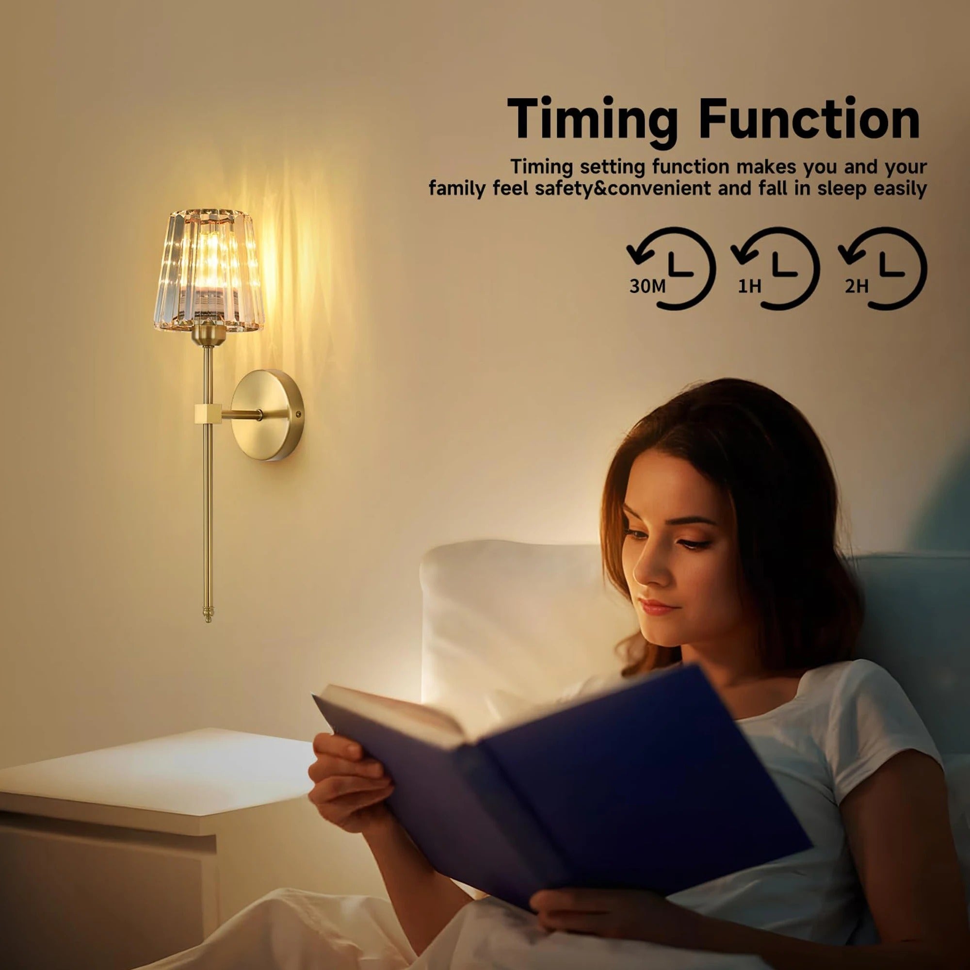 Battery operated crystal wall lamp