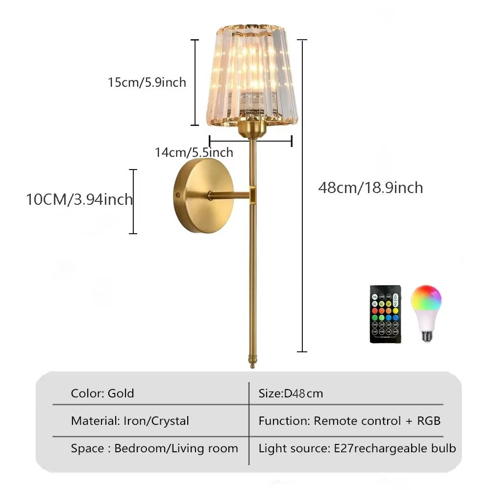 Battery operated crystal wall lamp