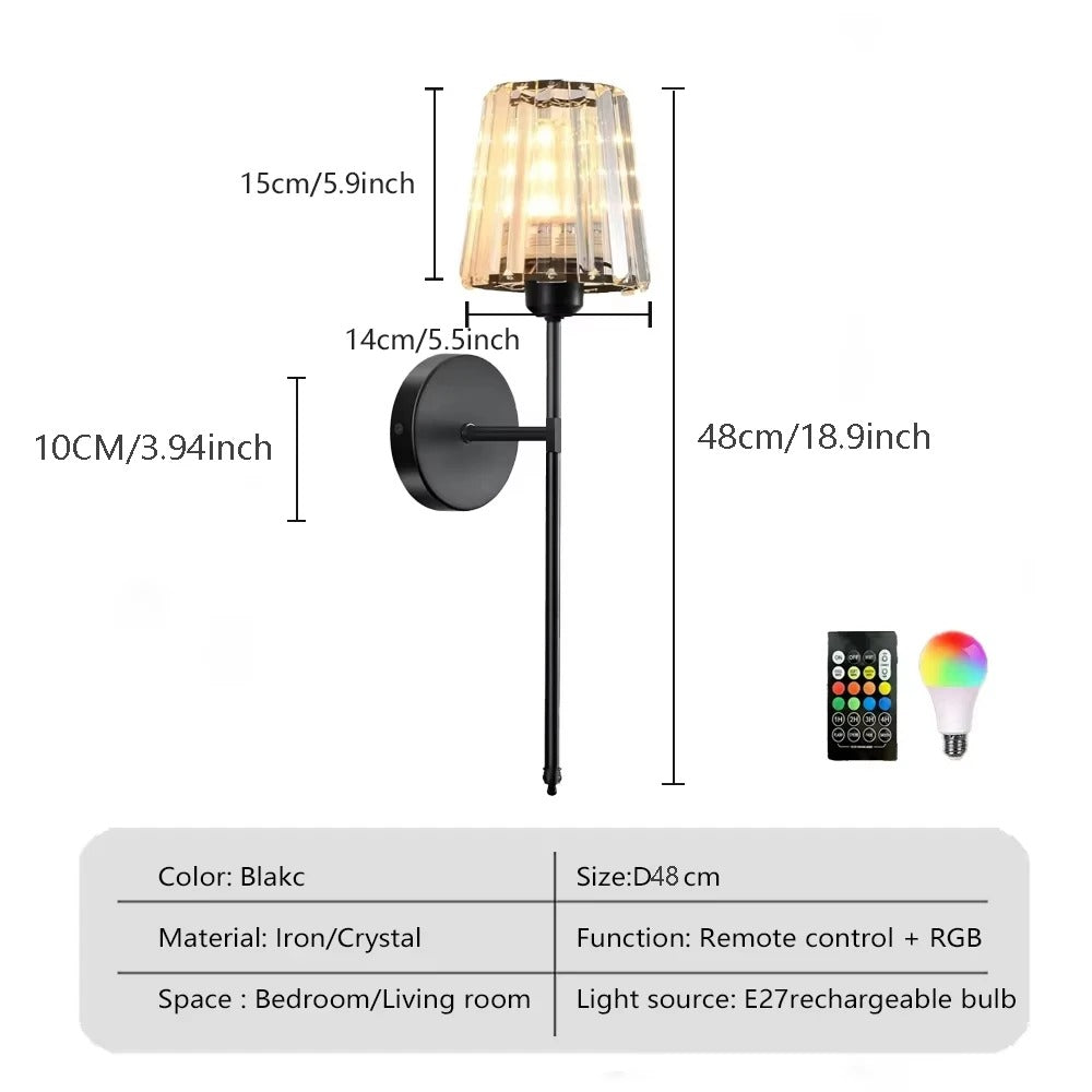 Battery operated crystal wall lamp