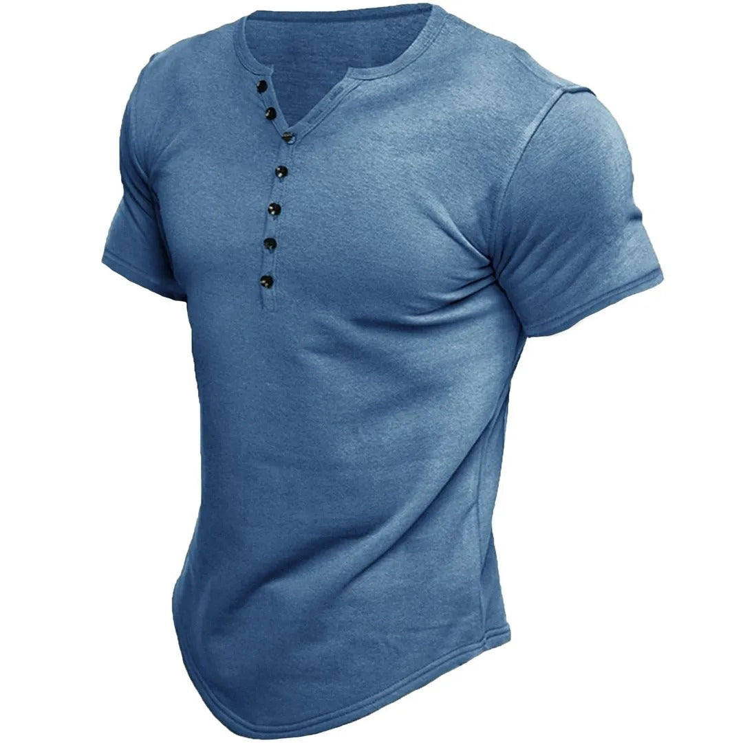 Men’s V-Neck Button T-Shirt