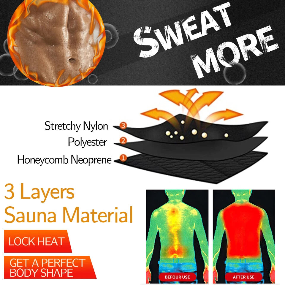 Men Body Shaper Sauna Vest Waist Trainer Double Belt