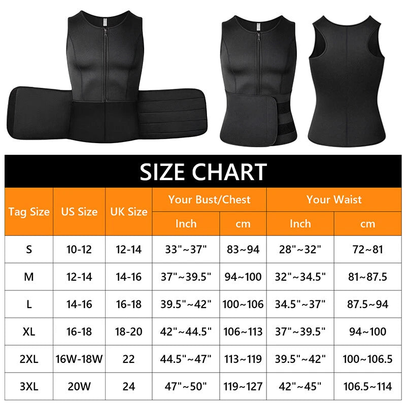 Men Body Shaper Sauna Vest Waist Trainer Double Belt