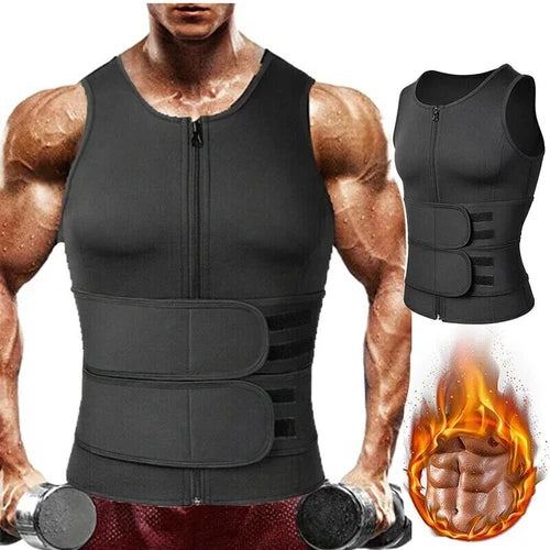 Men Body Shaper Sauna Vest Waist Trainer Double Belt